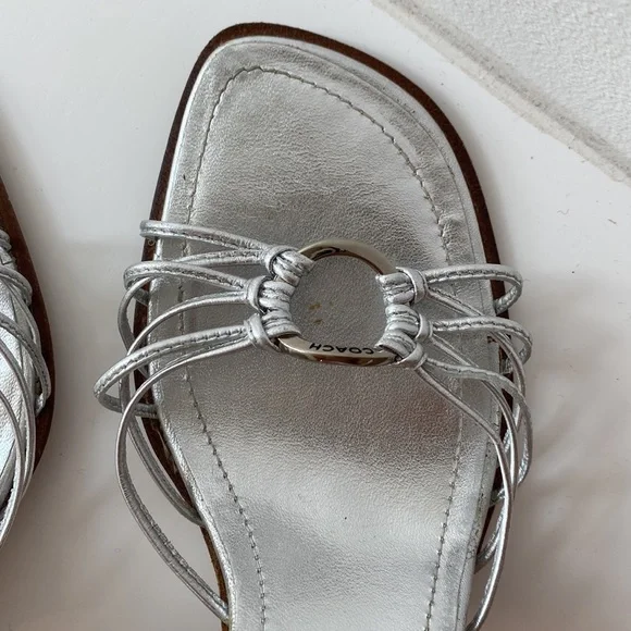 COACH Silver Strap stacked Heel Sandals - Picture 5 of 10